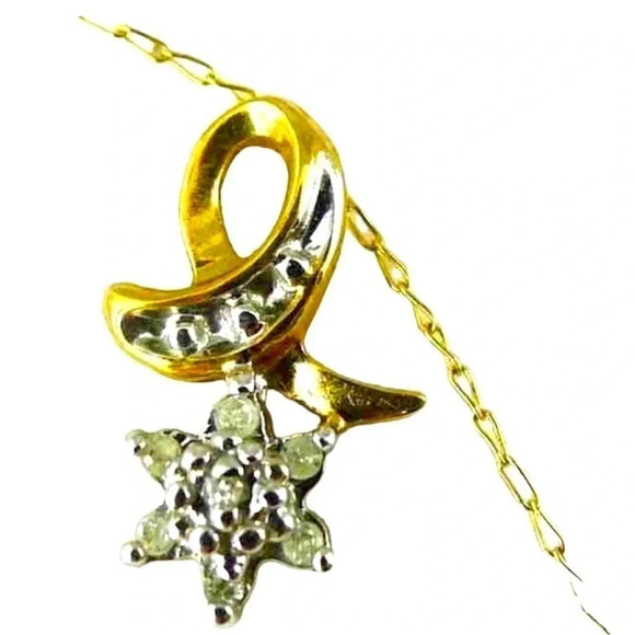 10K Solid Gold Diamonds Earrings & Necklace Set - Picture 3 of 5